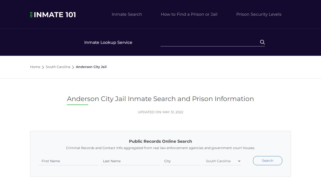 Anderson City Jail Inmate Search, Visitation, Phone no ...